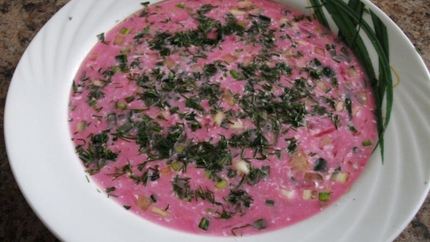 Свекольник на кефире классический холодный суп