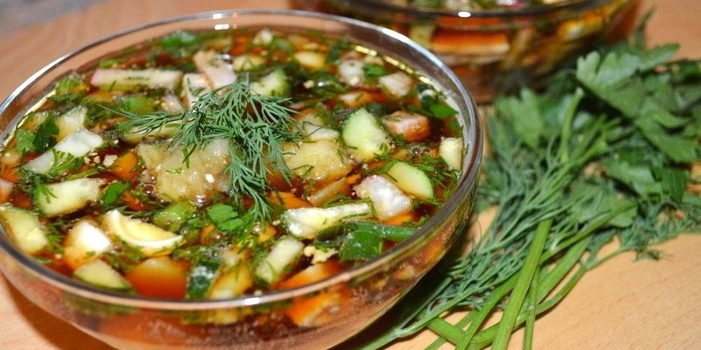 Рецепт быстрой окрошки с бужениной и редисом