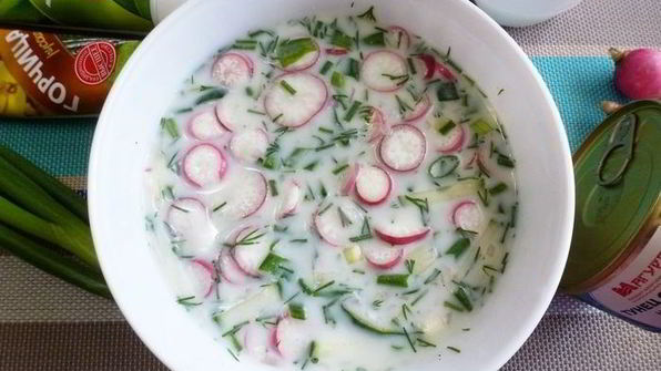 легкая окрошка с тунцом