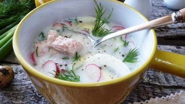 легкая окрошка с тунцом