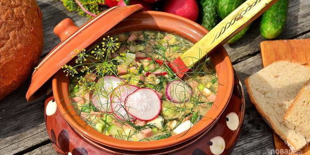 Рецепт окрошки классической с колбасой на квасе