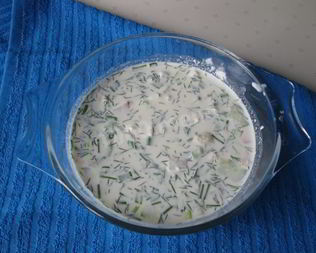 Окрошка на воде с уксусом и майонезом