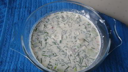 Окрошка на воде с уксусом и майонезом