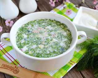 Окрошка с колбасой