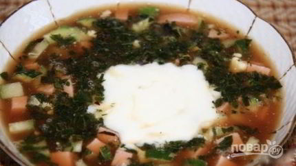 Окрошка с квасом и кефиром