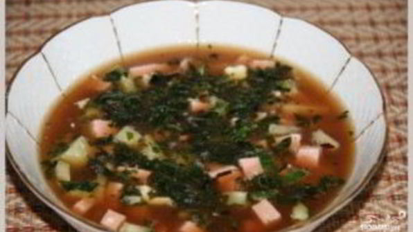 окрошка с квасом и кефиром