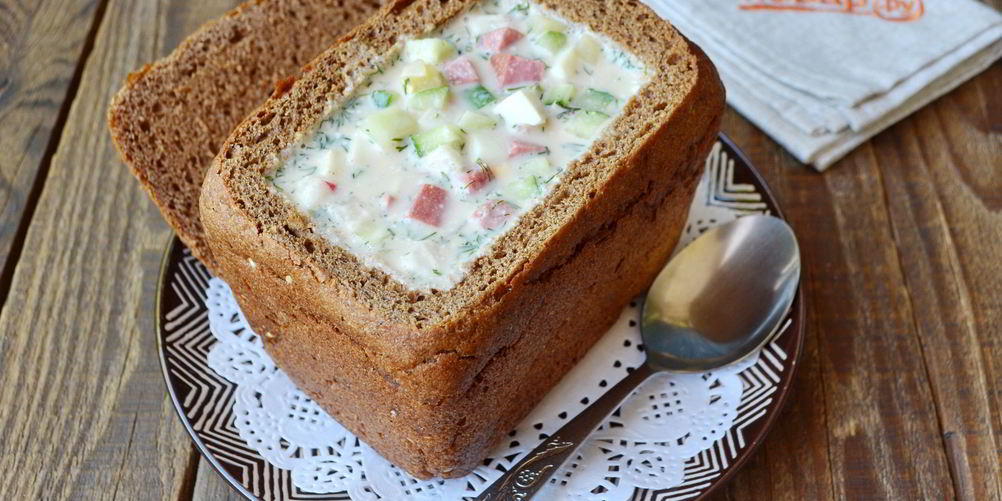 Рецепт окрошки в хлебе