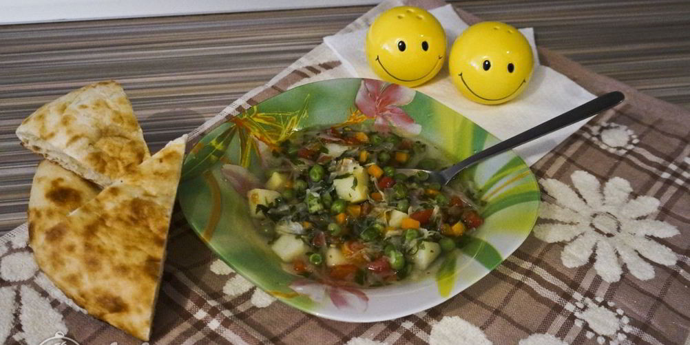 Рецепт овощного супа с зеленым горошком