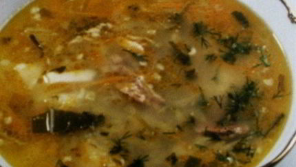 Рассольник с говяжьей грудинкой