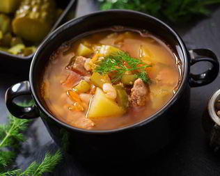 Рассольник с грудинкой