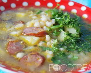 Рассольник с копченой колбасой