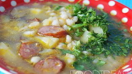 Рассольник с копченой колбасой