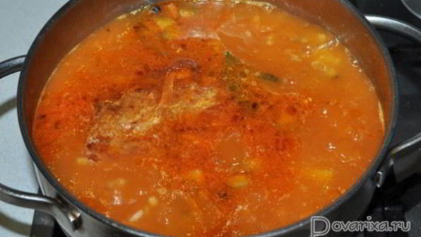 рассольник с копченостями