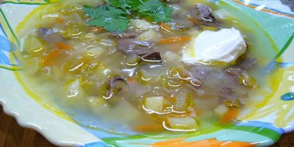 Рецепт рассольника с куриными потрошками
