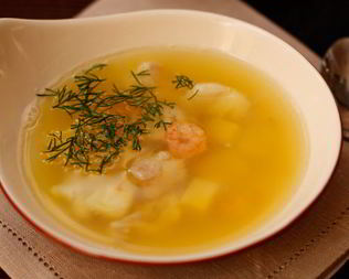 Рыбный суп с креветками