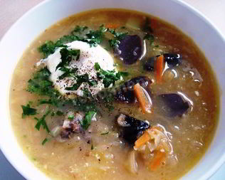 Кислые щи с утиными потрохами