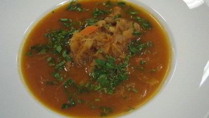 Постные щи из квашеной капусты с белыми грибами