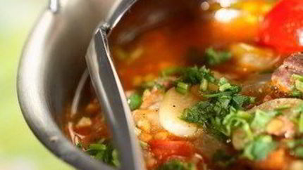 Щи рыбные с орехами