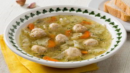 Щи с куриными фрикадельками