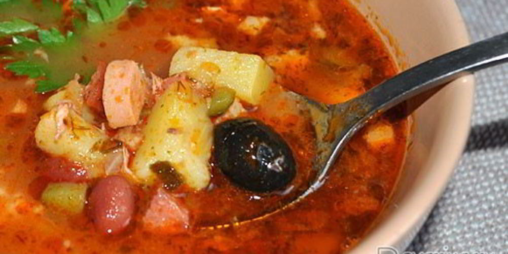 Рецепт мясной солянки с фасолью