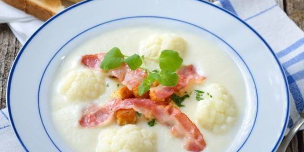 Рецепт супа из замороженной цветной капусты с беконом