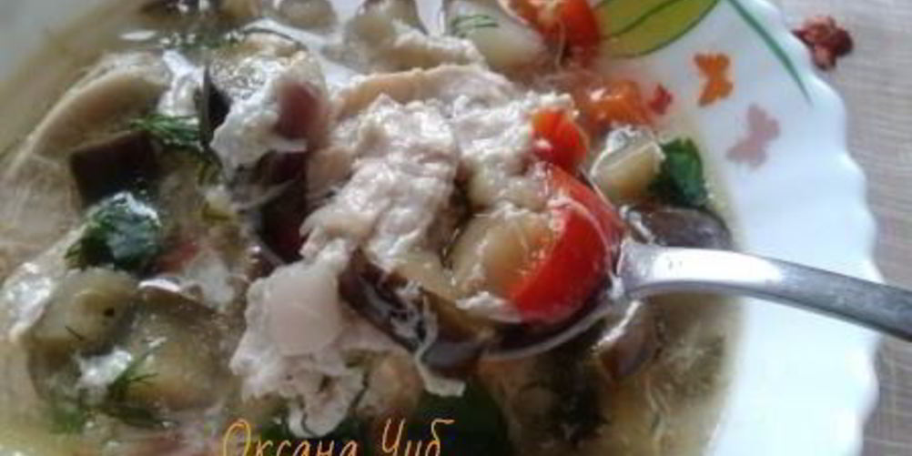 Рецепт супа куриного с баклажанами и яйцом