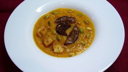 Постный суп-пюре из тыквы с белыми грибами