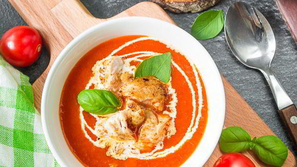 суп-пюре из печеного перца с курицей