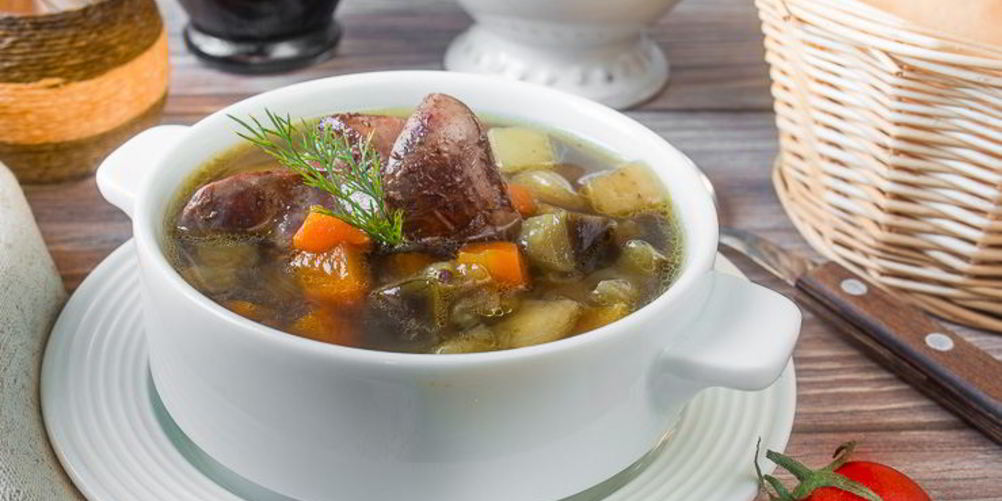 Рецепт супа с куриными потрошками и баклажаном