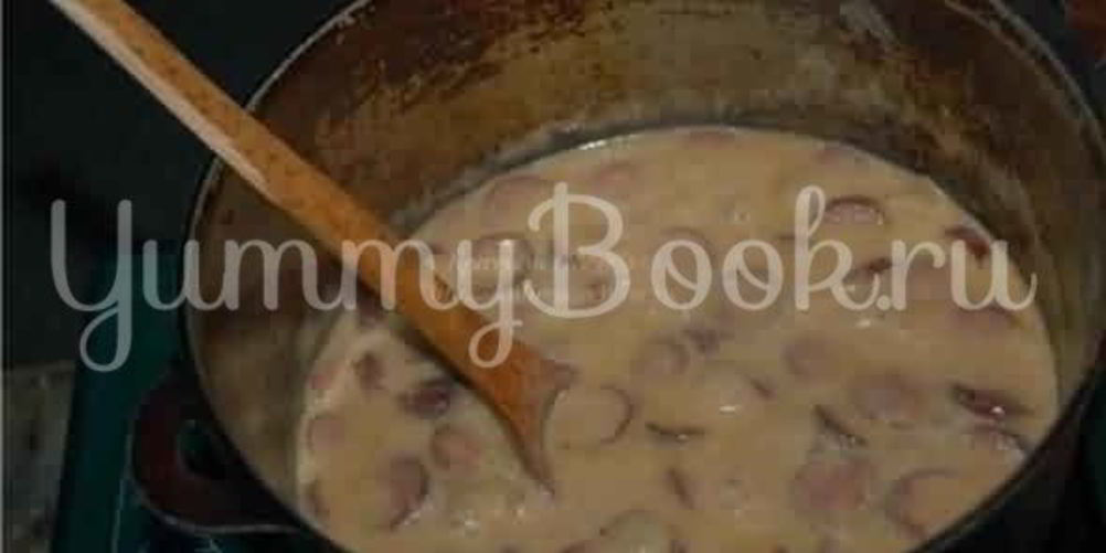 Рецепт баварского пивной сырный суп с копчеными колбасками