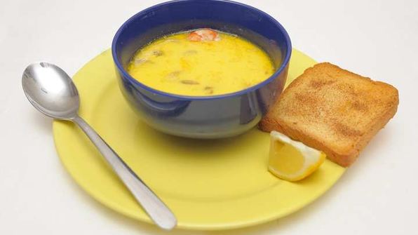 сырный крем суп с креветками