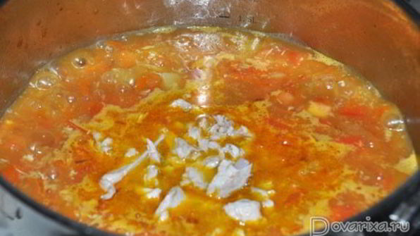 сырный куриный суп с помидорами