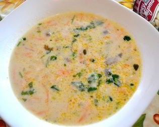 Сырный суп с белой фасолью