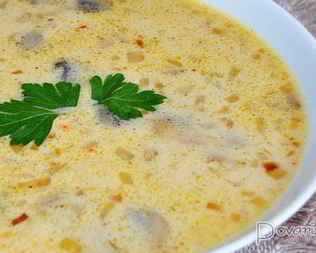 Сырный суп с грибами