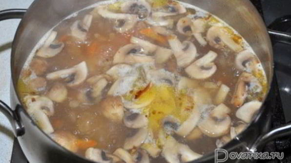 сырный суп с грибами