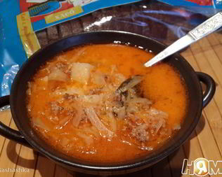 Сырный суп с капустой и фаршем