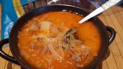 Сырный суп с капустой и фаршем