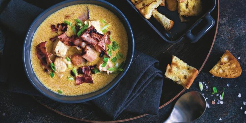 Рецепт сырного супа с курицей и грудинкой