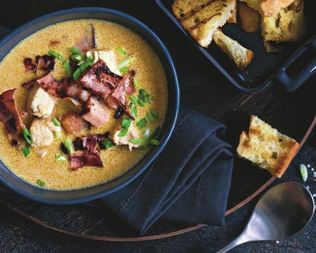 Сырный суп с курицей и грудинкой