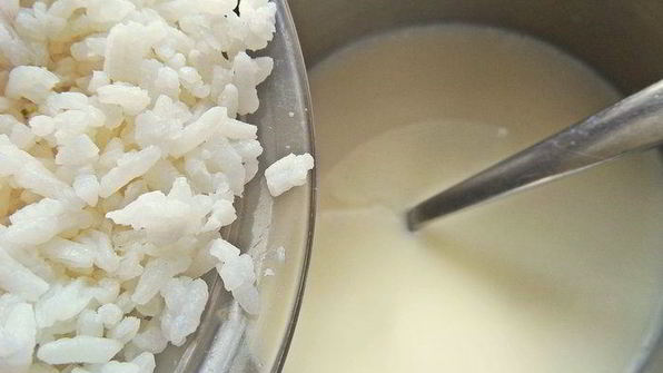 сырный суп с лососем и рисом