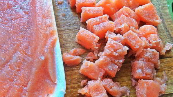 сырный суп с лососем и рисом