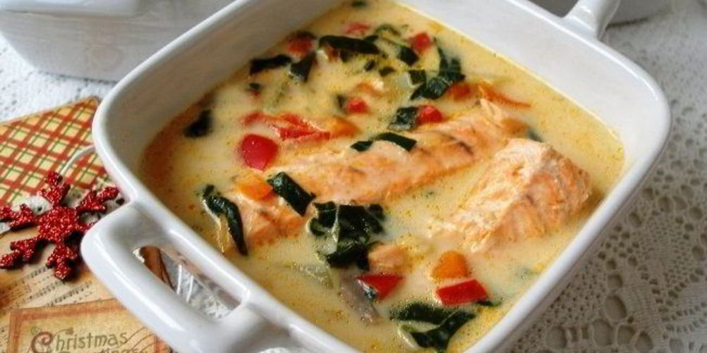 Рецепт сырного супа с лососем