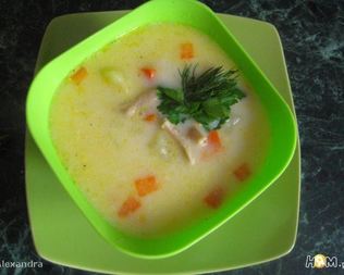 Сырный суп с соевым мясом