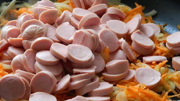 сырный суп с сосисками