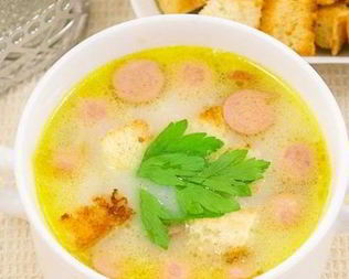 Сырный суп с сосиской