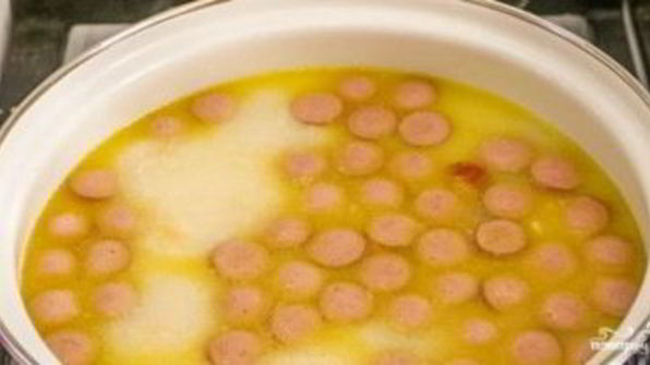 сырный суп с сосиской