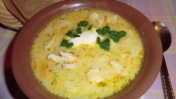 сырный супчик с курочкой и клецками