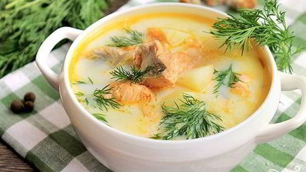 Уха из форели по-фински со сливками