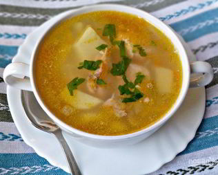 Уха с пшеном и картошкой