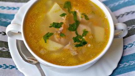 Уха с пшеном и картошкой
